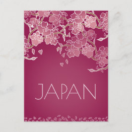 Cartão Postal Bonita Mão Flor Sakura do Japão Ilustrada