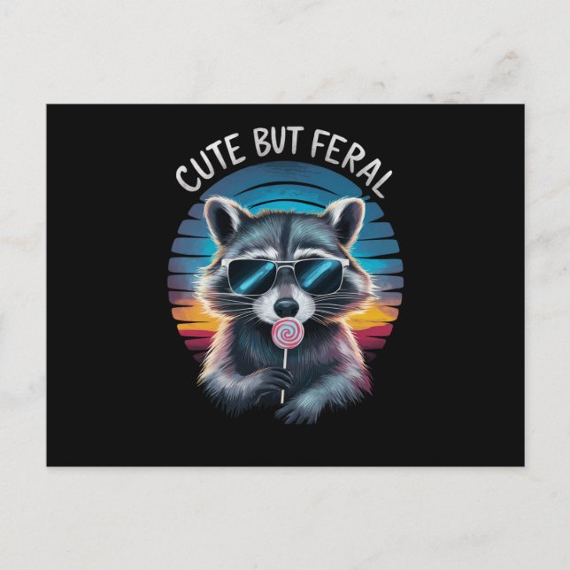 Cartão Postal Bonita, Mas Funny Raccoon (Frente)