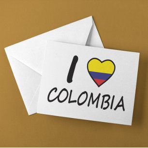 Cartão Postal Bonita Mínima Adoro Bandeira Colombiana