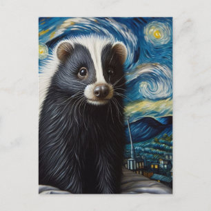 Cartão Postal Bonita Noite Estelar Skunk Van Gogh