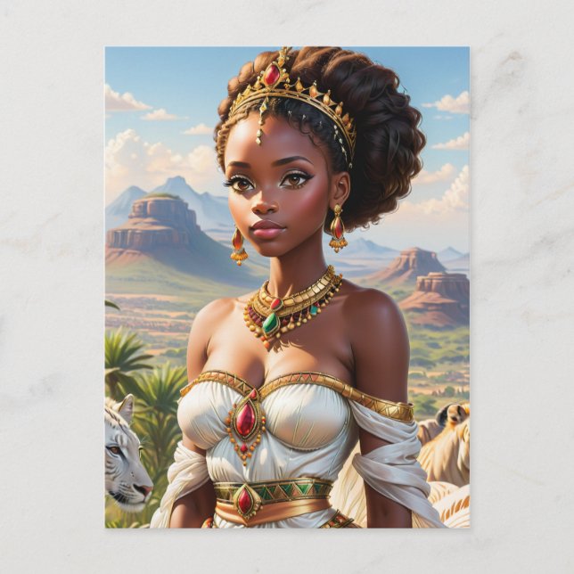 Cartão Postal Bonita princesa negra (Frente)