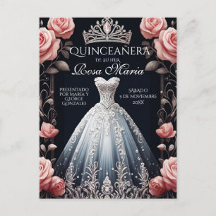 Cartão Postal Bonita Quinceañera Rosa