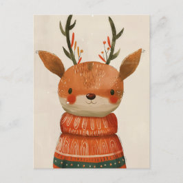 Cartão Postal Bonita Reindeer no Natal da Sweater Feia