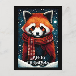 Cartão Postal Bonita Scarf Red Panda Snowy Natal