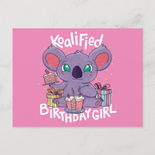 Cartão Postal Bonita Urso Koala, Rapariga de Aniversário Koalia