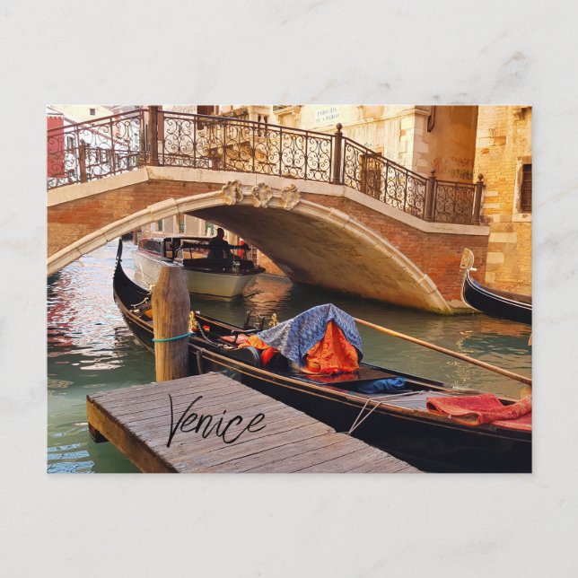 Cartão Postal Bonita Venice Itália Canal Viagem (Frente)