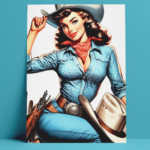 Cartão Postal Bonita Vintage Country Girl