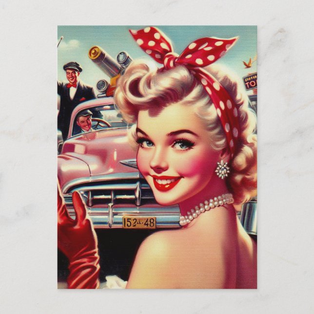 Cartão Postal Bonita Vintage dos anos 50 (Frente)