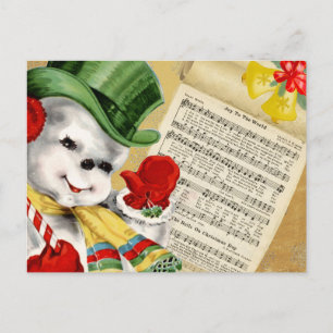 Cartão Postal Bonita Vintage Snowman Alegria ao Mundo