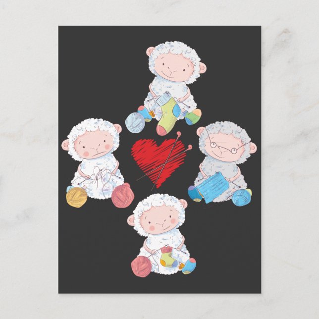 Cartão Postal Bonita Yarn-Meias-tricô-avô-avó (Frente)