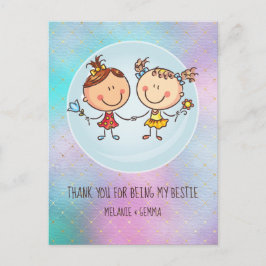 Cartão Postal Bonitas BFF Besties Kawaii presentes para garotas