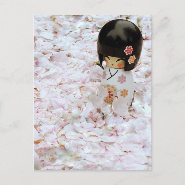 Cartão Postal Bonitinha japonesa de madeira (Frente)