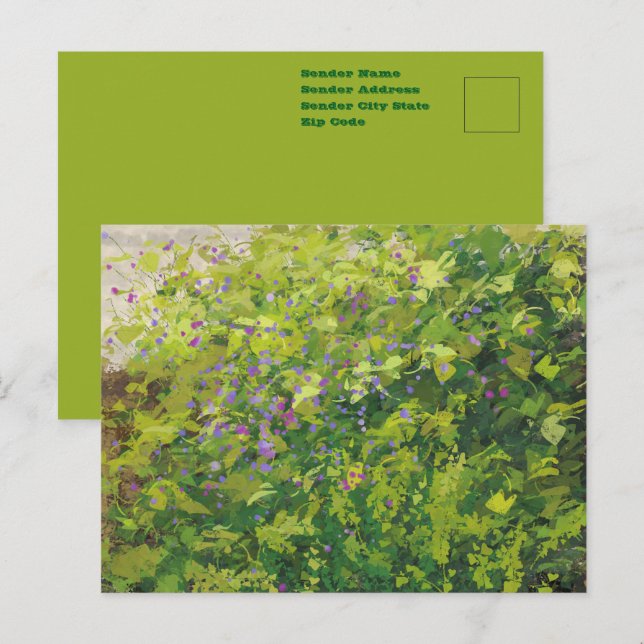 Cartão Postal Bonito Aquarela Pintura Gráfica Bush Floral (Frente/Verso)