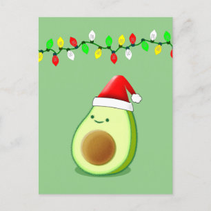Cartão Postal Bonito Avocado Desenho Noel Luzes de Natal