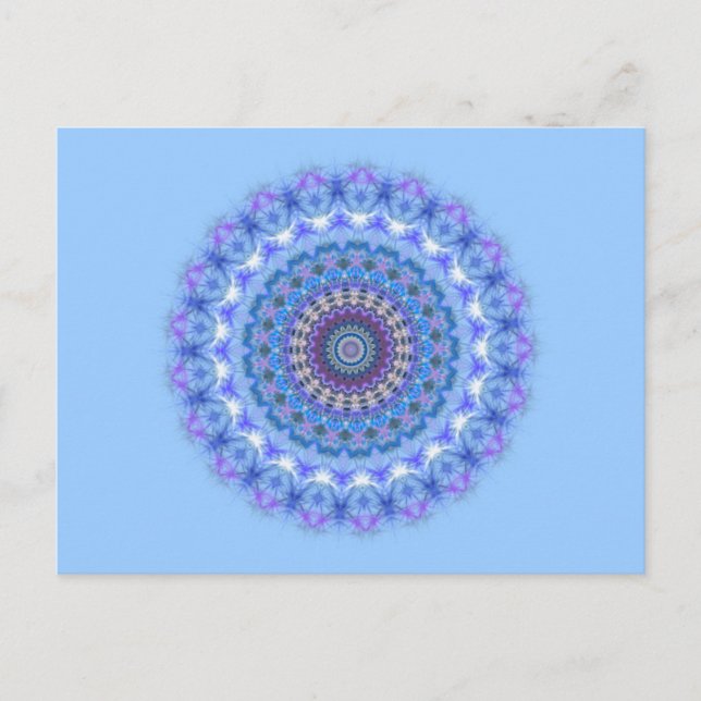 Cartão postal bonito azul Caleidoscópio Mandala (Frente)