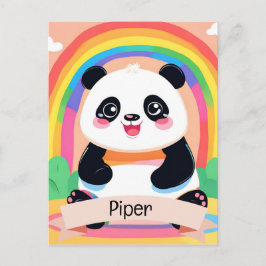 Cartão Postal Bonito Bebê Panda Rainbow