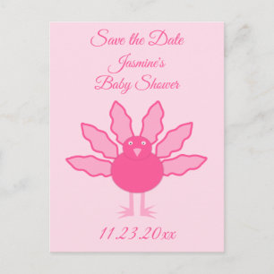 Cartão Postal Bonito Bebê Rosa, Ação de Graças Personalizada Tur