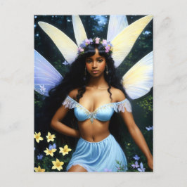 Cartão Postal Bonito Black Fairy Girl Melanin Magic Art