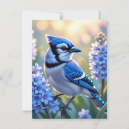 Cartão Postal Bonito Blue Jay e Lilacs | Só dizendo "Oi"