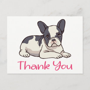Cartão Postal Bonito Buldogue Francês Obrigado Frenchie Puppy Do