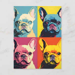 Cartão Postal Bonito Bulldog Modern Pop Art