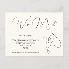 Cartão Postal Bonito Cat Black & Ivory Nós mudamos o anúncio