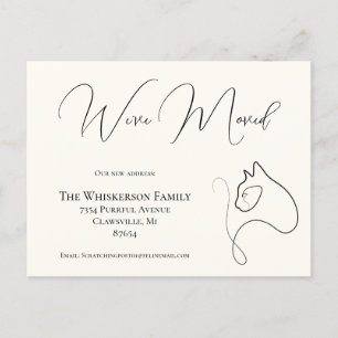 Cartão Postal Bonito Cat Black & Ivory Nós mudamos o anúncio