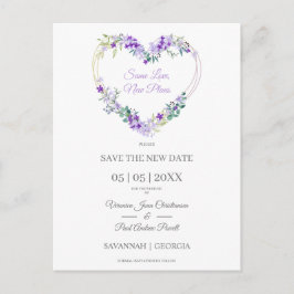 Cartão Postal Bonito Coração Floral Puro Adiado Casamento