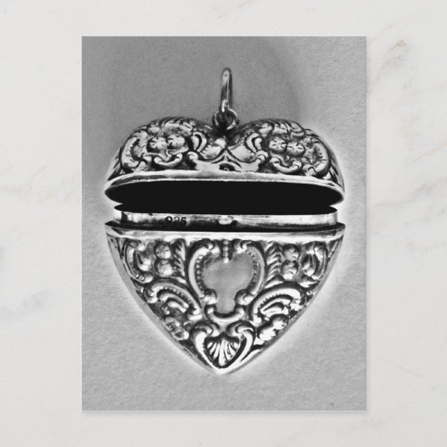 Cartão Postal Bonito coração prateado (Frente)