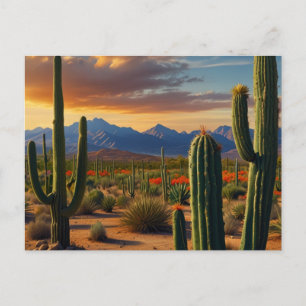 Cartão Postal Bonito Deserto De Cactus