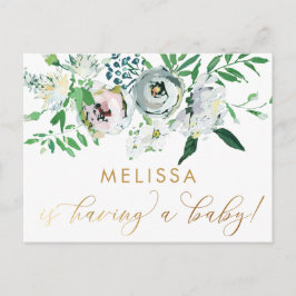 Cartão Postal Bonito Floral Gouache Chá de fraldas Flor Boho