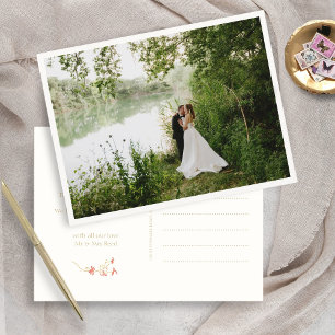 Cartão Postal Bonito Floral Obrigado Casamento