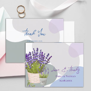 Cartão Postal Bonito Flores de Lavanda Roxo Casamento Obrigado
