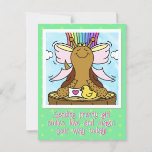 Cartão Postal Bonito Gama de Cabelo Rosa Bonito