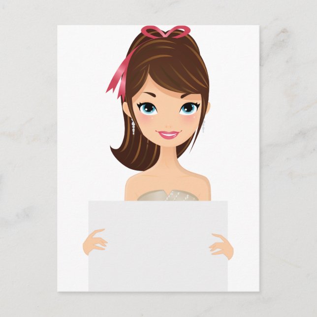 Cartão Postal Bonito garota segurando sinal (Frente)