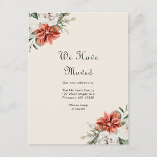 Cartão Postal Bonito Laranja Floral e Verde que Movemos