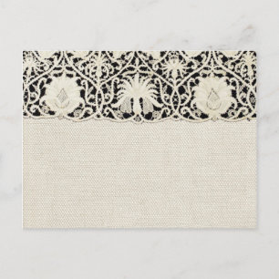 Cartão Postal Bonito Linen White Lace Antique de Casamento