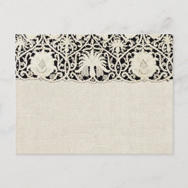 Cartão Postal Bonito Linen White Lace Antique de Casamento  (Frente)