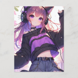 Cartão Postal Bonito Menina de Animação na Festa de aniversário 