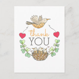 Cartão Postal Bonito Ninho De Pássaro Obrigado