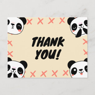 Cartão Postal Bonito Panda Obrigado