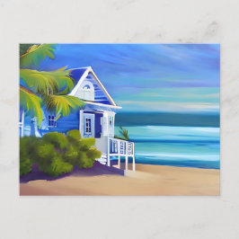 Cartão Postal Bonito Paraíso Tropical Azul | Dizendo Alô