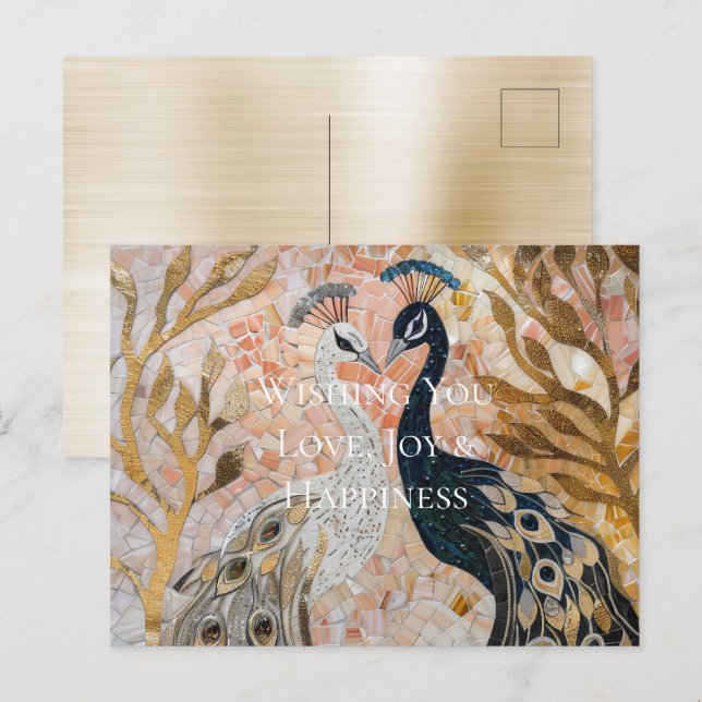 Cartão Postal Bonito Pink Rosa, Dourado Natal (Frente/Verso)