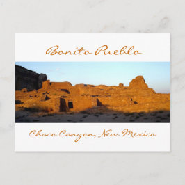 Cartão Postal Bonito Pueblo Chaco Canyon ao pôr do sol