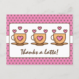 Cartão Postal Bonito Rosa Obrigado Uma Cafeteira Café Obrigada