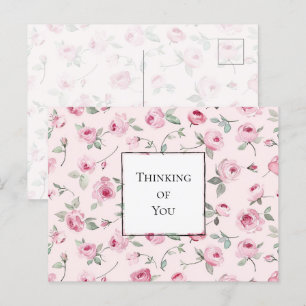 Cartão Postal Bonito rosa Rosas Floral Pensando em você