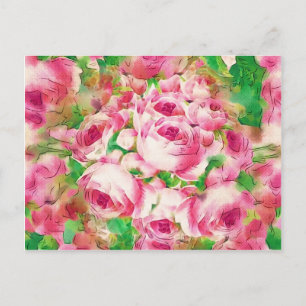 Cartão Postal Bonito Rosas Rosa