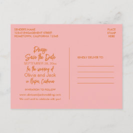 Cartão Postal Bonito Save the Date Minimalista Moderno Laranja R