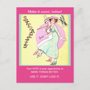 Cartão Postal Bonito Suffragette Women Voters vintage alterada
