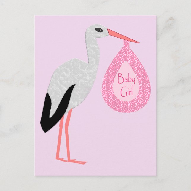 Cartão Postal Bonito Tempestade de Bebê Rosa (Frente)